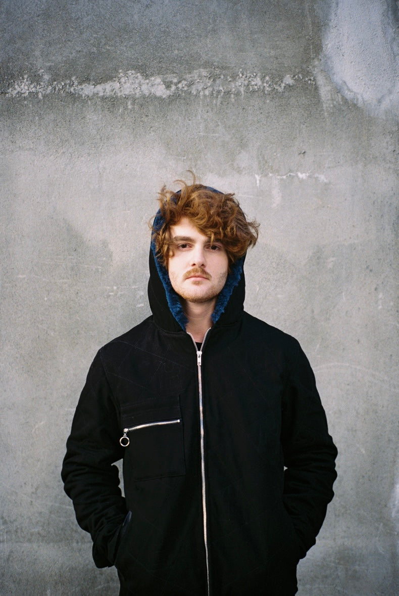 QUILTED JACKET W/SHERLING HOOD