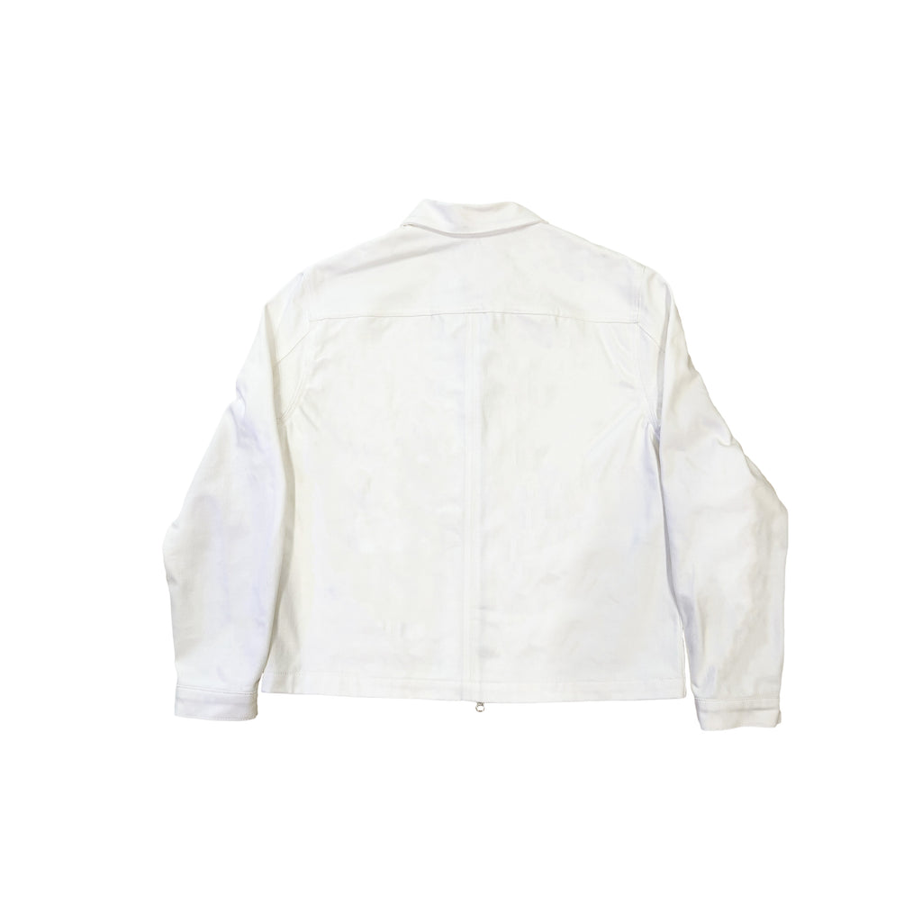 WHITE DENIM DOUBLE ZIP JACKET